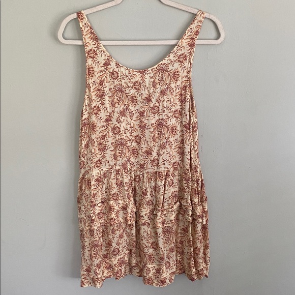 Free People Intimately Cream and Red Floral Tank tunic / dress Size Medium - Picture 5 of 6